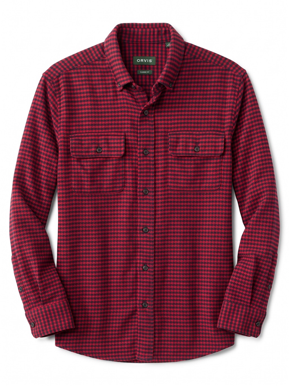 Orvis Men’s Red and Black Houndstooth Button-Down Shirt